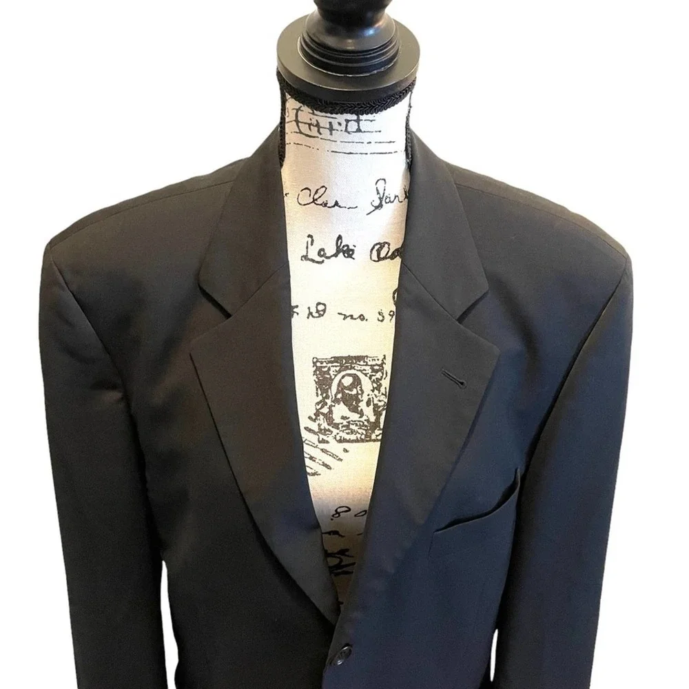 HUGO BOSS Suit Blazer Jacket Black Size 42T Tall Wool Einstein Omega Formal